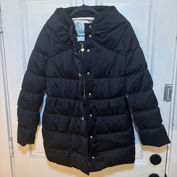 Kate Spade Black Bow Belted Puffer Jacket - Picture 5 of 12